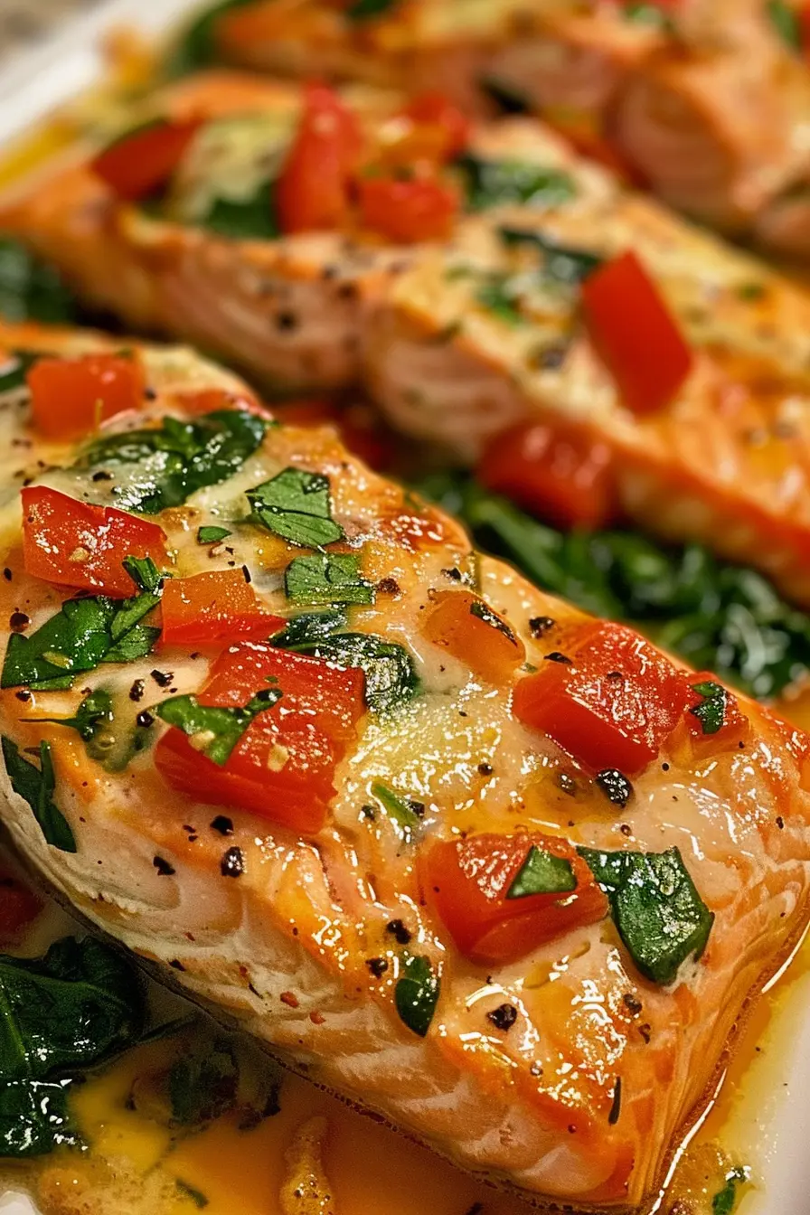 Creamy Spinach and Roasted Red Pepper Salmon 6 Creamy Spinach and Roasted Red Pepper Salmon